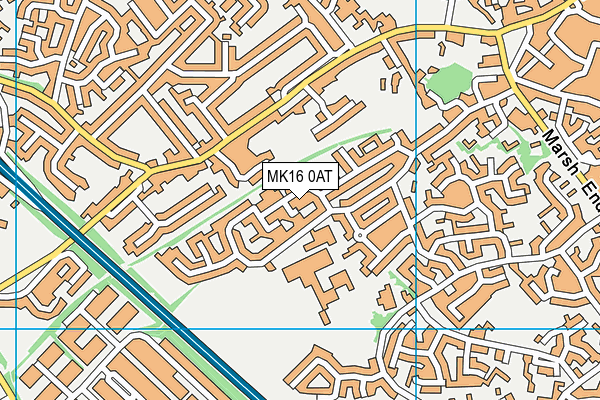 MK16 0AT map - OS VectorMap District (Ordnance Survey)
