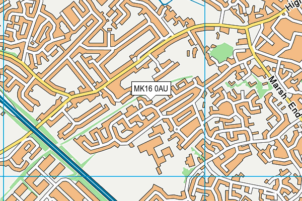 MK16 0AU map - OS VectorMap District (Ordnance Survey)