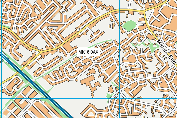 MK16 0AX map - OS VectorMap District (Ordnance Survey)