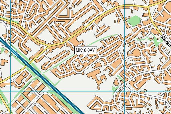 MK16 0AY map - OS VectorMap District (Ordnance Survey)