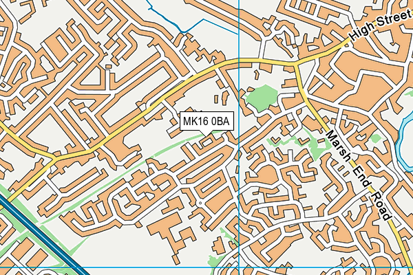 MK16 0BA map - OS VectorMap District (Ordnance Survey)