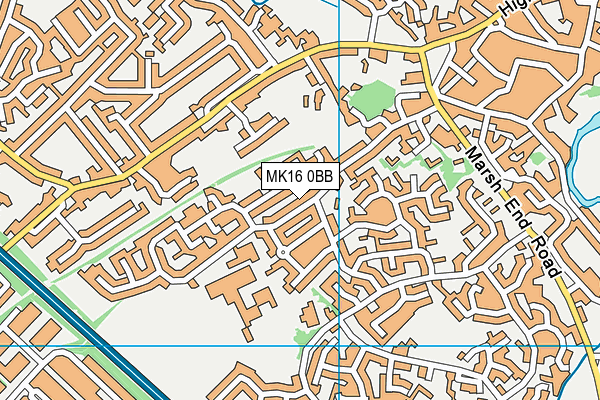MK16 0BB map - OS VectorMap District (Ordnance Survey)