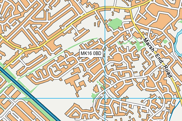 MK16 0BD map - OS VectorMap District (Ordnance Survey)