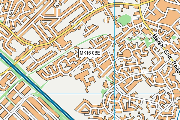 MK16 0BE map - OS VectorMap District (Ordnance Survey)