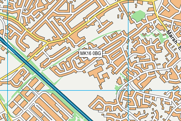 MK16 0BG map - OS VectorMap District (Ordnance Survey)