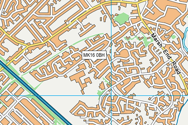 MK16 0BH map - OS VectorMap District (Ordnance Survey)
