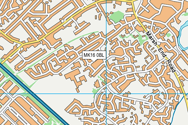 MK16 0BL map - OS VectorMap District (Ordnance Survey)