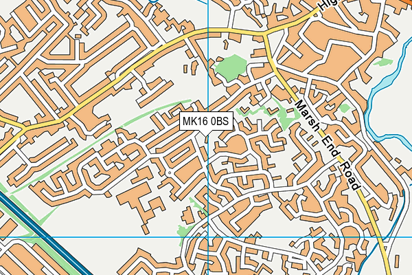 MK16 0BS map - OS VectorMap District (Ordnance Survey)
