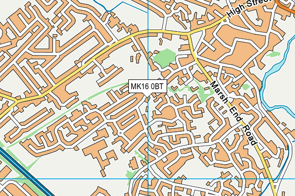 MK16 0BT map - OS VectorMap District (Ordnance Survey)