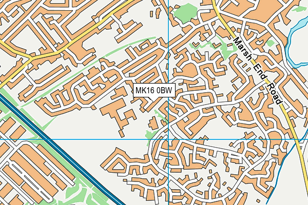 MK16 0BW map - OS VectorMap District (Ordnance Survey)