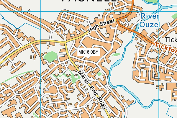 MK16 0BY map - OS VectorMap District (Ordnance Survey)