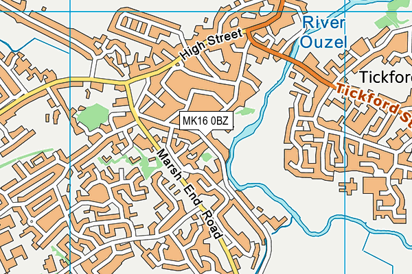 MK16 0BZ map - OS VectorMap District (Ordnance Survey)