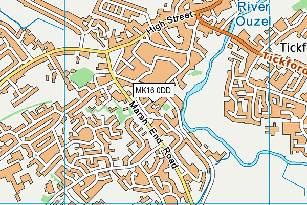 MK16 0DD map - OS VectorMap District (Ordnance Survey)