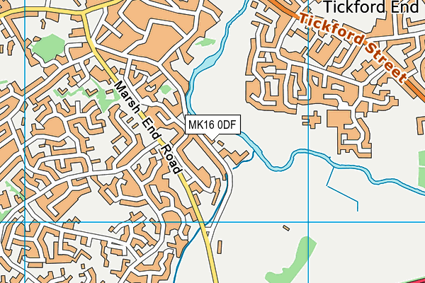 Willen Road Sports Ground map (MK16 0DF) - OS VectorMap District (Ordnance Survey)