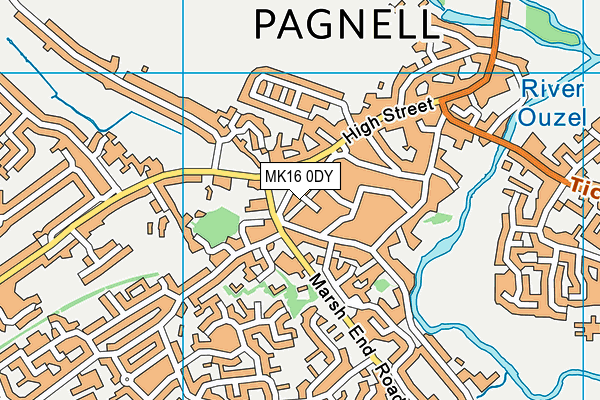 MK16 0DY map - OS VectorMap District (Ordnance Survey)