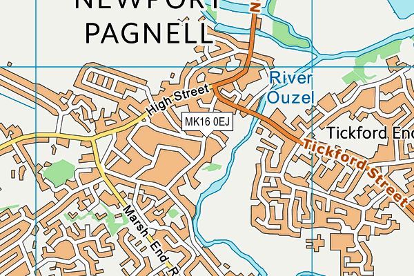 Newport Pagnell Baptist Church Lovat Hall map (MK16 0EJ) - OS VectorMap District (Ordnance Survey)