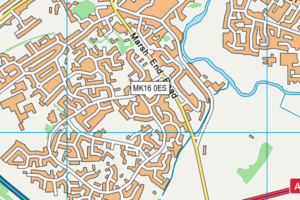 MK16 0ES map - OS VectorMap District (Ordnance Survey)