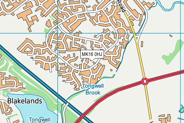 MK16 0HJ map - OS VectorMap District (Ordnance Survey)