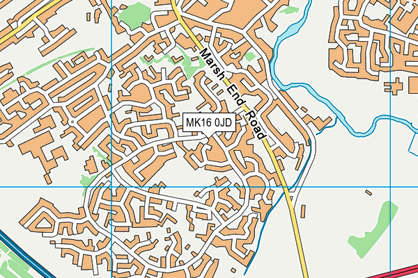 MK16 0JD map - OS VectorMap District (Ordnance Survey)