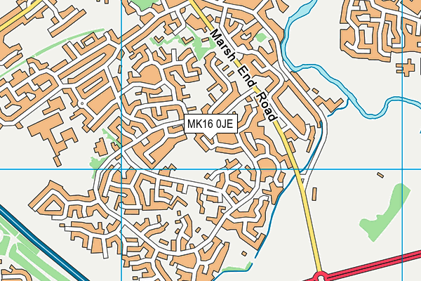 MK16 0JE map - OS VectorMap District (Ordnance Survey)