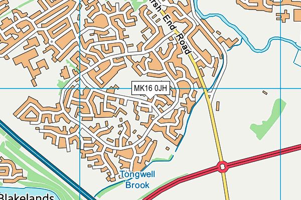 MK16 0JH map - OS VectorMap District (Ordnance Survey)