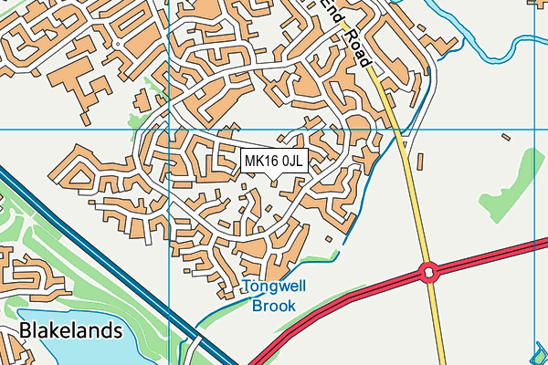 MK16 0JL map - OS VectorMap District (Ordnance Survey)