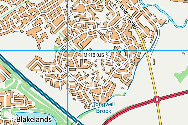 MK16 0JS map - OS VectorMap District (Ordnance Survey)