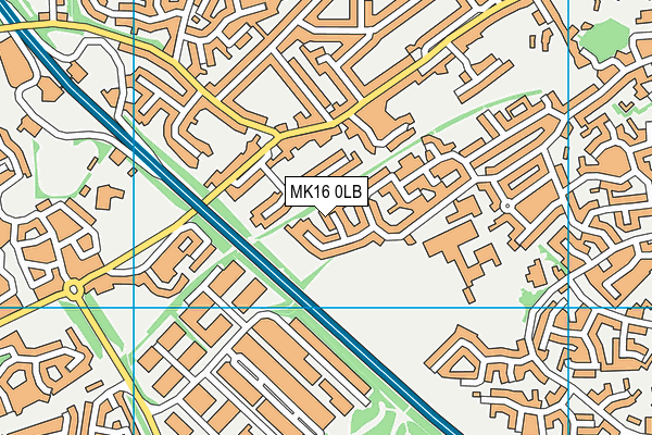 MK16 0LB map - OS VectorMap District (Ordnance Survey)