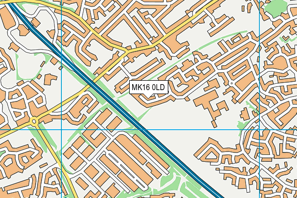 MK16 0LD map - OS VectorMap District (Ordnance Survey)