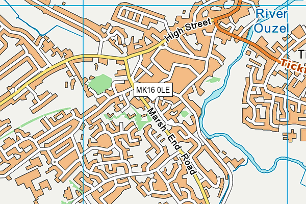 MK16 0LE map - OS VectorMap District (Ordnance Survey)