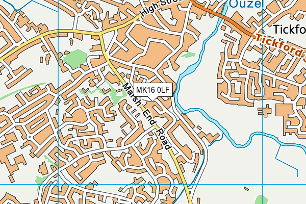 MK16 0LF map - OS VectorMap District (Ordnance Survey)