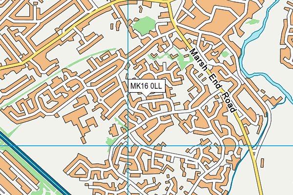 MK16 0LL map - OS VectorMap District (Ordnance Survey)