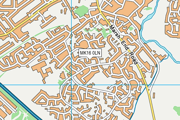 MK16 0LN map - OS VectorMap District (Ordnance Survey)