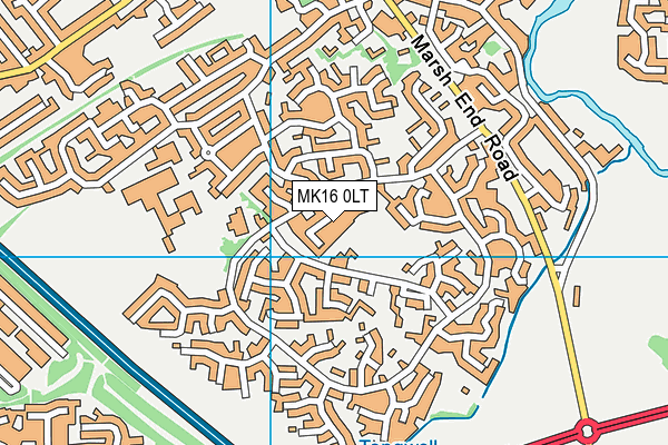 MK16 0LT map - OS VectorMap District (Ordnance Survey)