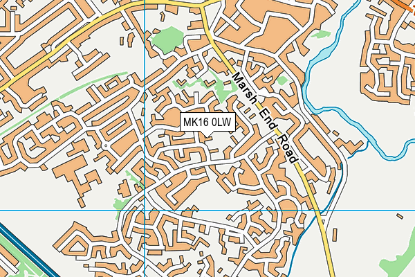 MK16 0LW map - OS VectorMap District (Ordnance Survey)