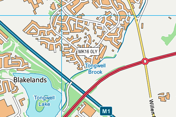 MK16 0LY map - OS VectorMap District (Ordnance Survey)