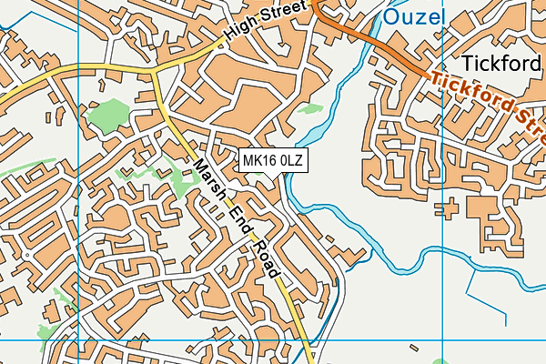 MK16 0LZ map - OS VectorMap District (Ordnance Survey)