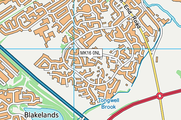 MK16 0NL map - OS VectorMap District (Ordnance Survey)