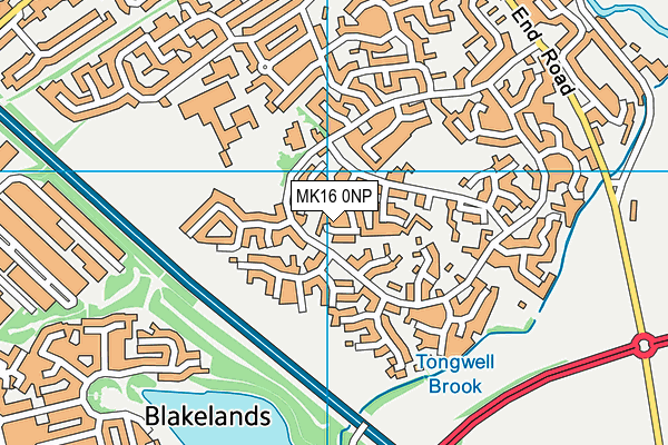 MK16 0NP map - OS VectorMap District (Ordnance Survey)