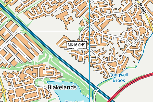 MK16 0NS map - OS VectorMap District (Ordnance Survey)