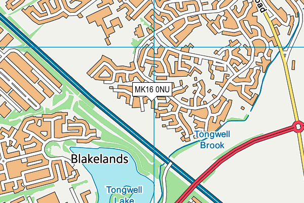 MK16 0NU map - OS VectorMap District (Ordnance Survey)