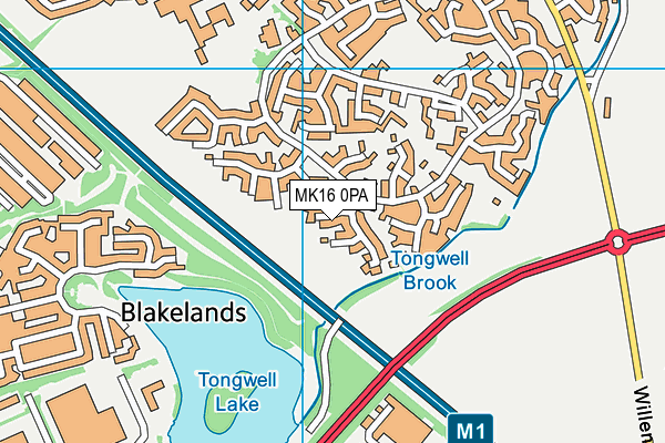 MK16 0PA map - OS VectorMap District (Ordnance Survey)