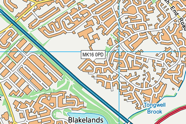 MK16 0PD map - OS VectorMap District (Ordnance Survey)