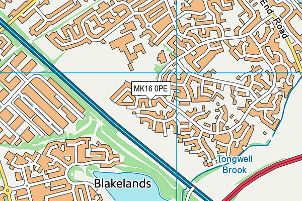 MK16 0PE map - OS VectorMap District (Ordnance Survey)