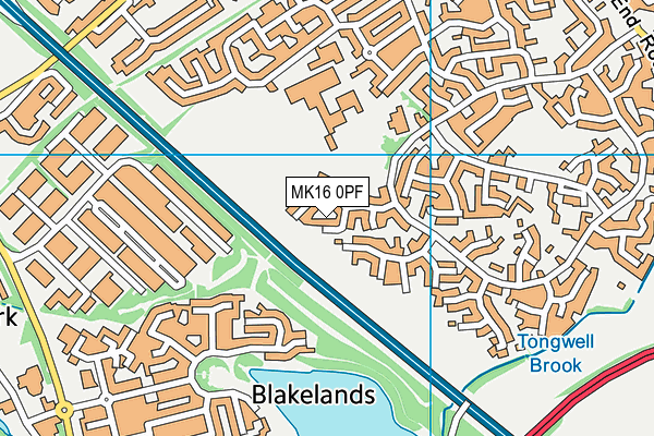 MK16 0PF map - OS VectorMap District (Ordnance Survey)