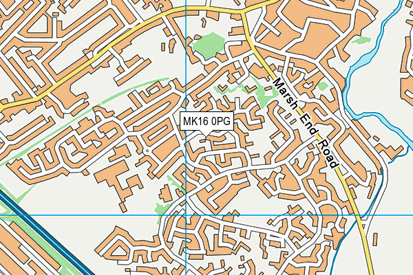 MK16 0PG map - OS VectorMap District (Ordnance Survey)