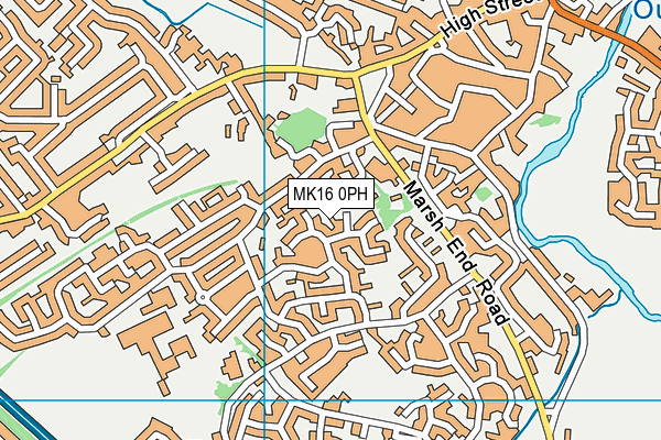 MK16 0PH map - OS VectorMap District (Ordnance Survey)