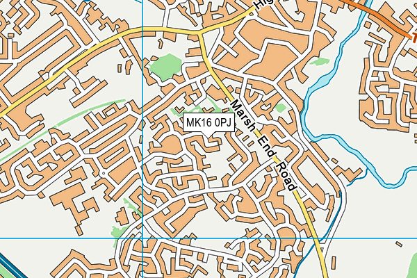 MK16 0PJ map - OS VectorMap District (Ordnance Survey)