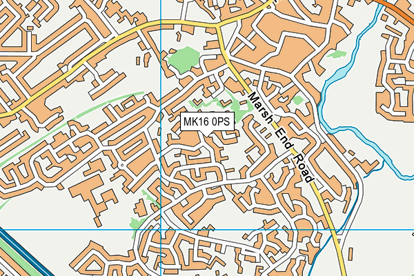 MK16 0PS map - OS VectorMap District (Ordnance Survey)