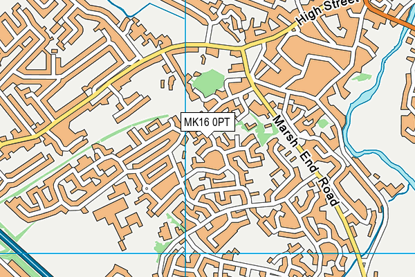 MK16 0PT map - OS VectorMap District (Ordnance Survey)